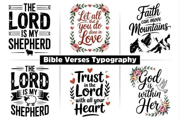 Bible Verses Typography Clipart Design for Crafts and Graphics