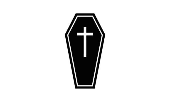 Black Coffin with Christian Cross: A Unique Embroidery Design