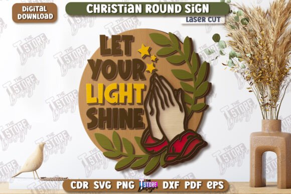 Christian Round Wall Sign for Laser Cutting