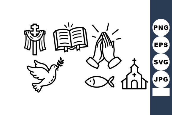 Christian Symbols Vector Set for Spiritual Branding