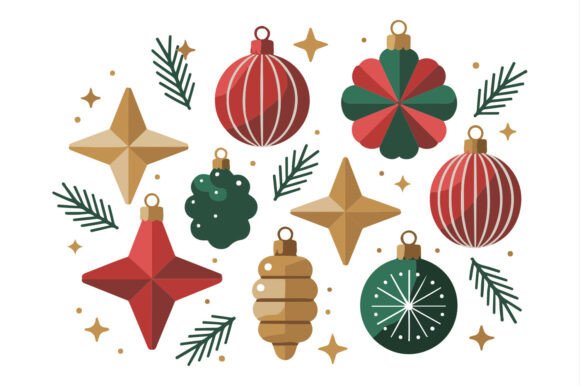 Christmas Decoration Ornaments Clipart: Festive Graphics for Crafters