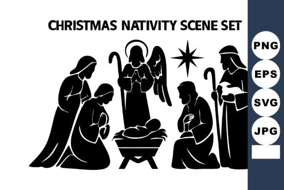 Christmas Nativity Scene Set: A Perfect Graphic for Local Brands