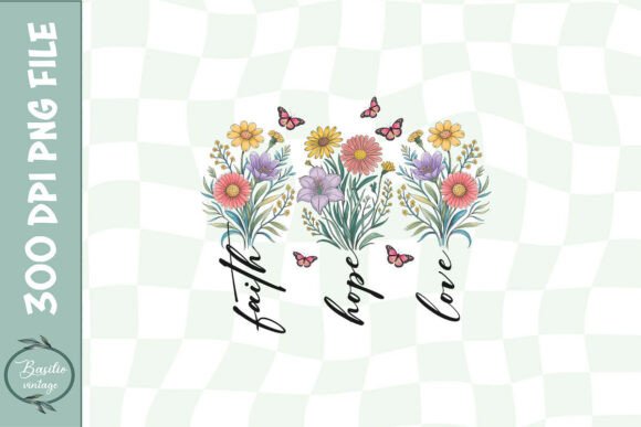 Faith Hope Love Christian Flower PNG for Graphics and Crafts