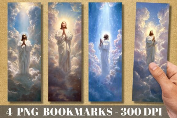 Jesus in the Clouds Religious Bookmark: Graphics for Crafters