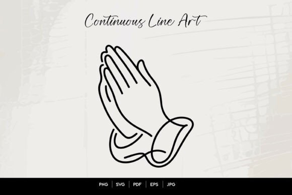 Praying Hands One Line Art SVG for Crafts and Graphics